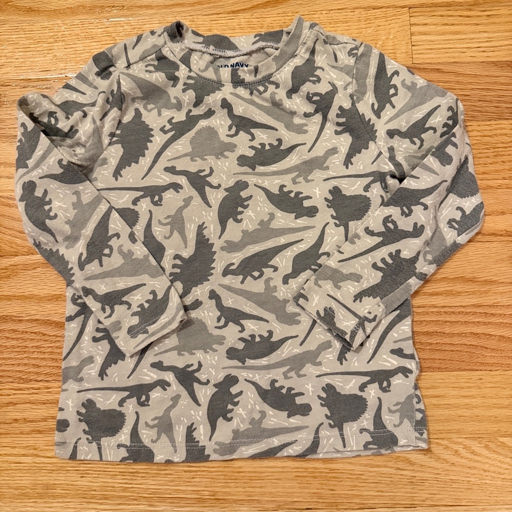 Old Navy Gray Dinosaur Long Sleeve Tee